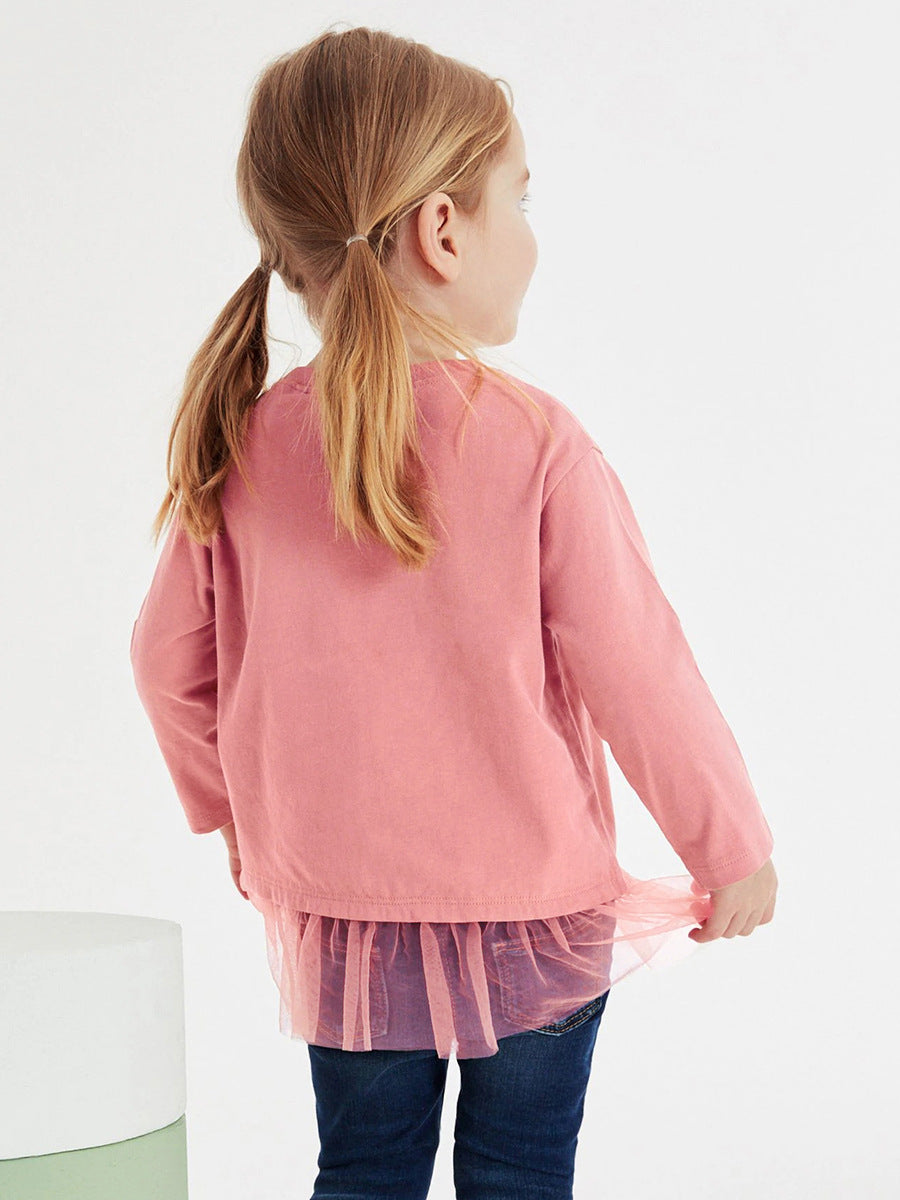 Girls’ Cartoon Dancing Shoes Long Sleeves T-Shirt Dress In European And American Style For Autumn