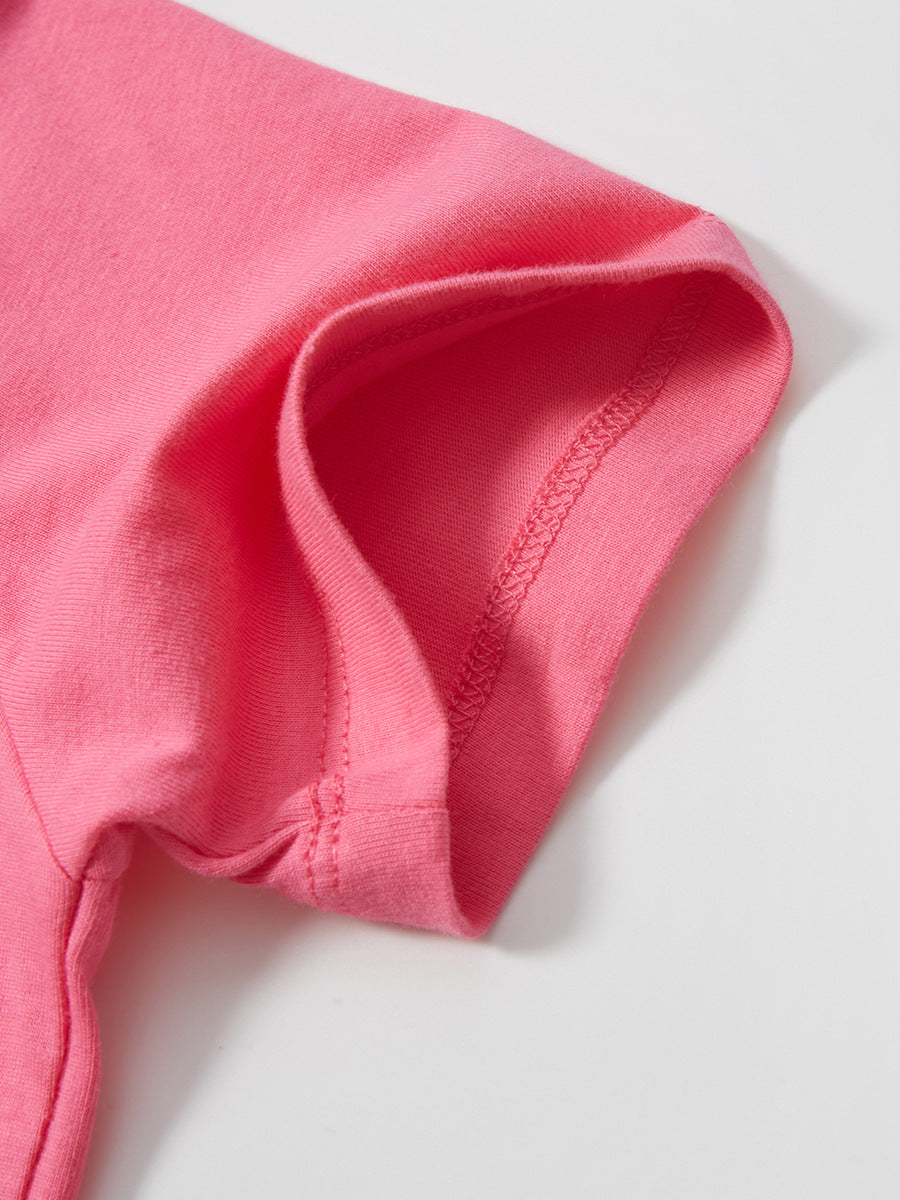 Cute Zebra Cartoon Baby Girls Round Neck T-Shirt European American Style